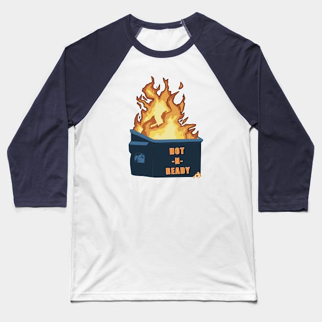 Dumpster Fire Pizza Dive Baseball T-Shirt by nonbeenarydesigns